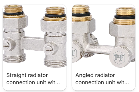 Bottom connection units for radiators