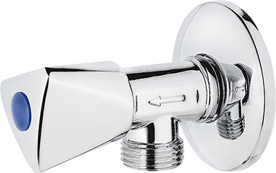 Angle valve, chrome-plated, metal handle