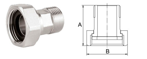Universal connector with union nut and sealing ring