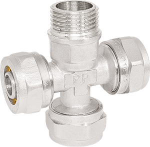 Compression cross fitting with male thread