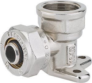 Wall-mounted compression elbow with female thread