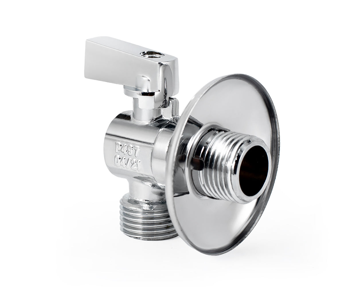 Angle ball valve, chrome-plated, metal handle — view 3