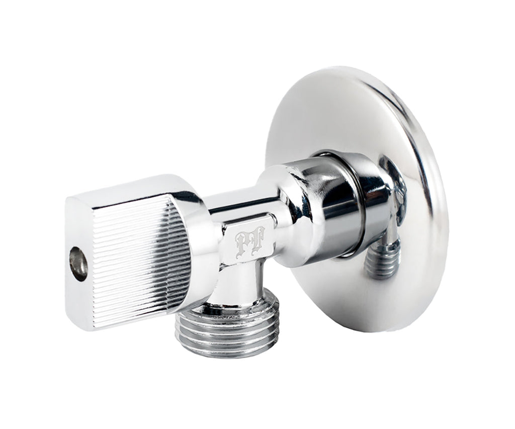 Angle valve, chrome-plated, metal handle — view 1