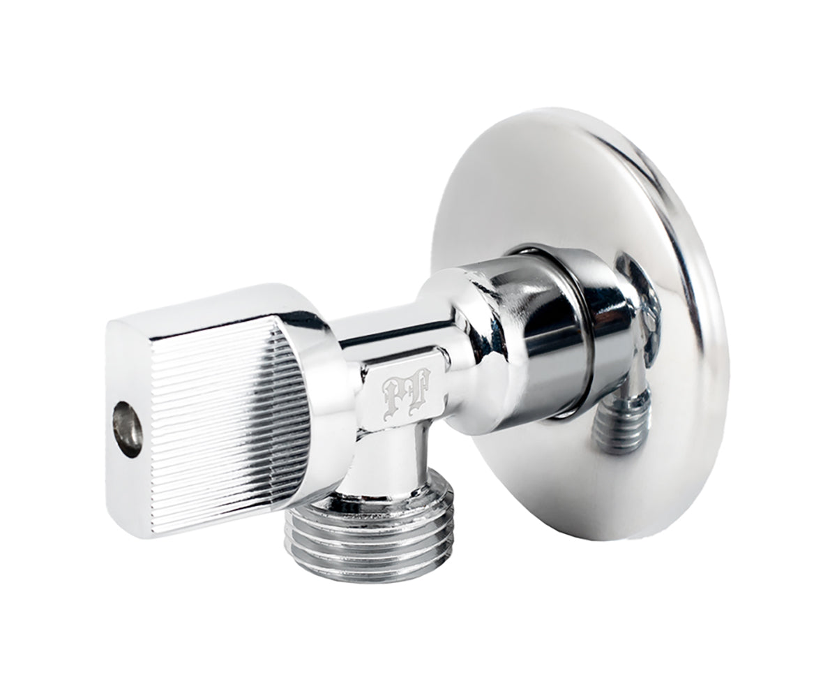 Angle valve, chrome-plated, metal handle — view 1
