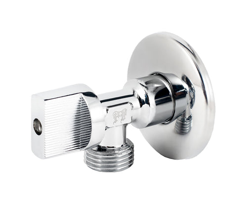 Angle valve, chrome-plated, metal handle — view 1