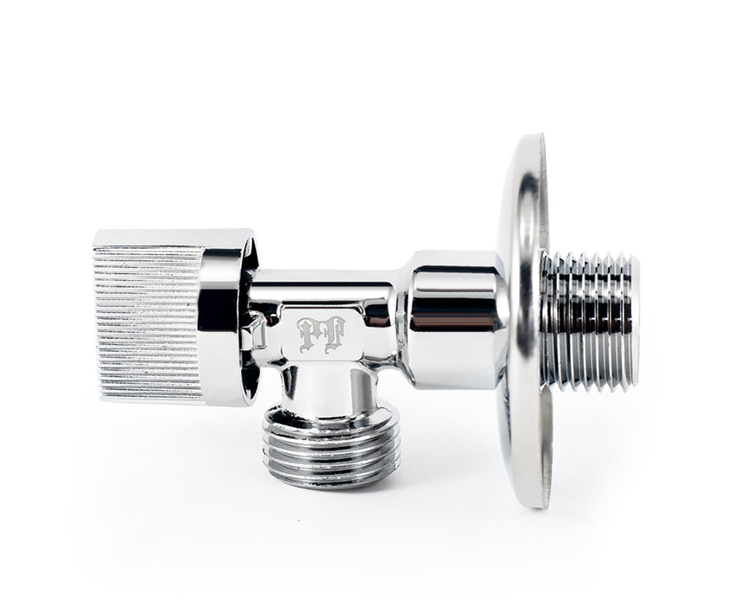 Angle valve, chrome-plated, metal handle — view 2
