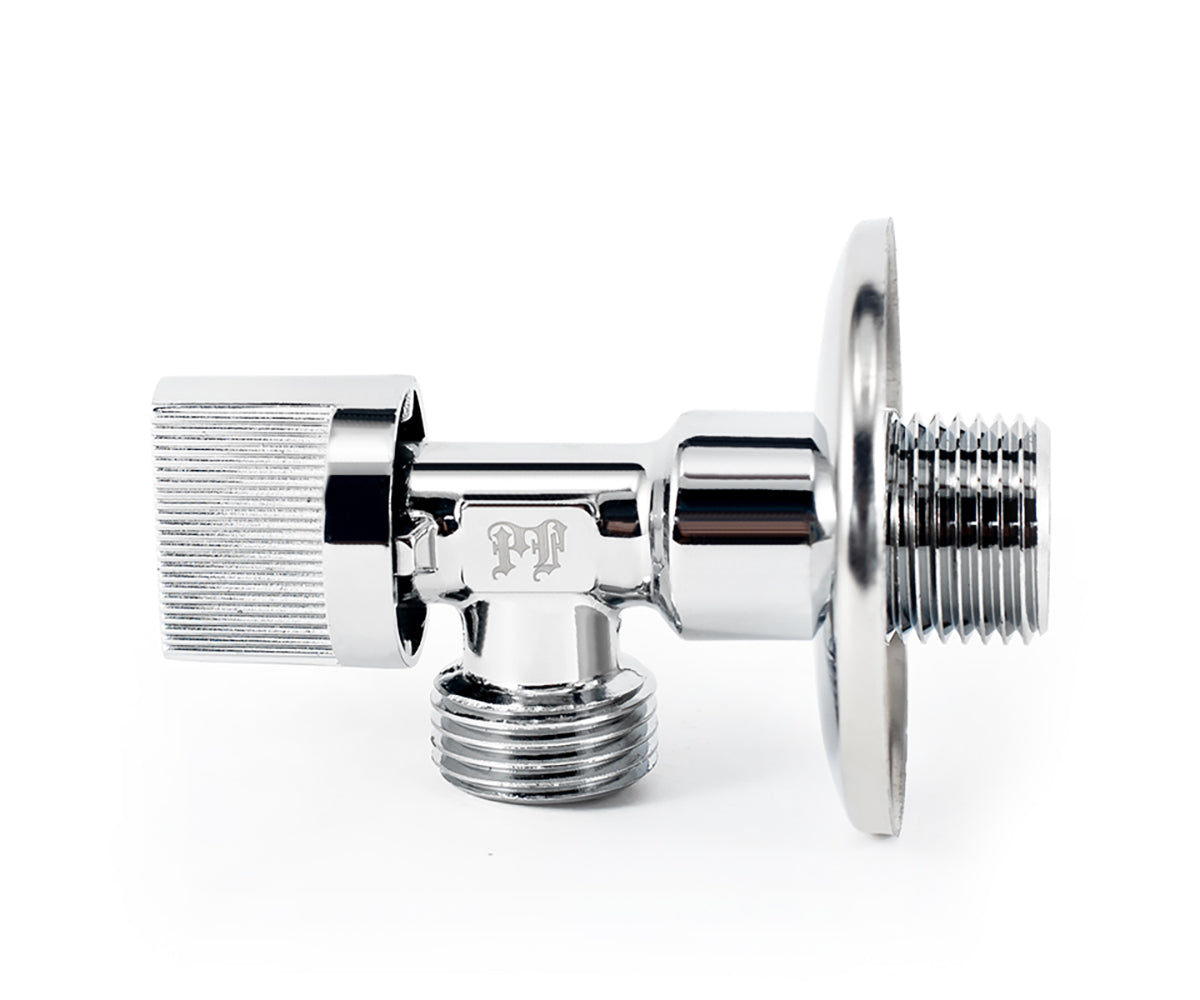 Angle valve, chrome-plated, metal handle — view 2