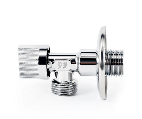 Angle valve, chrome-plated, metal handle — view 2