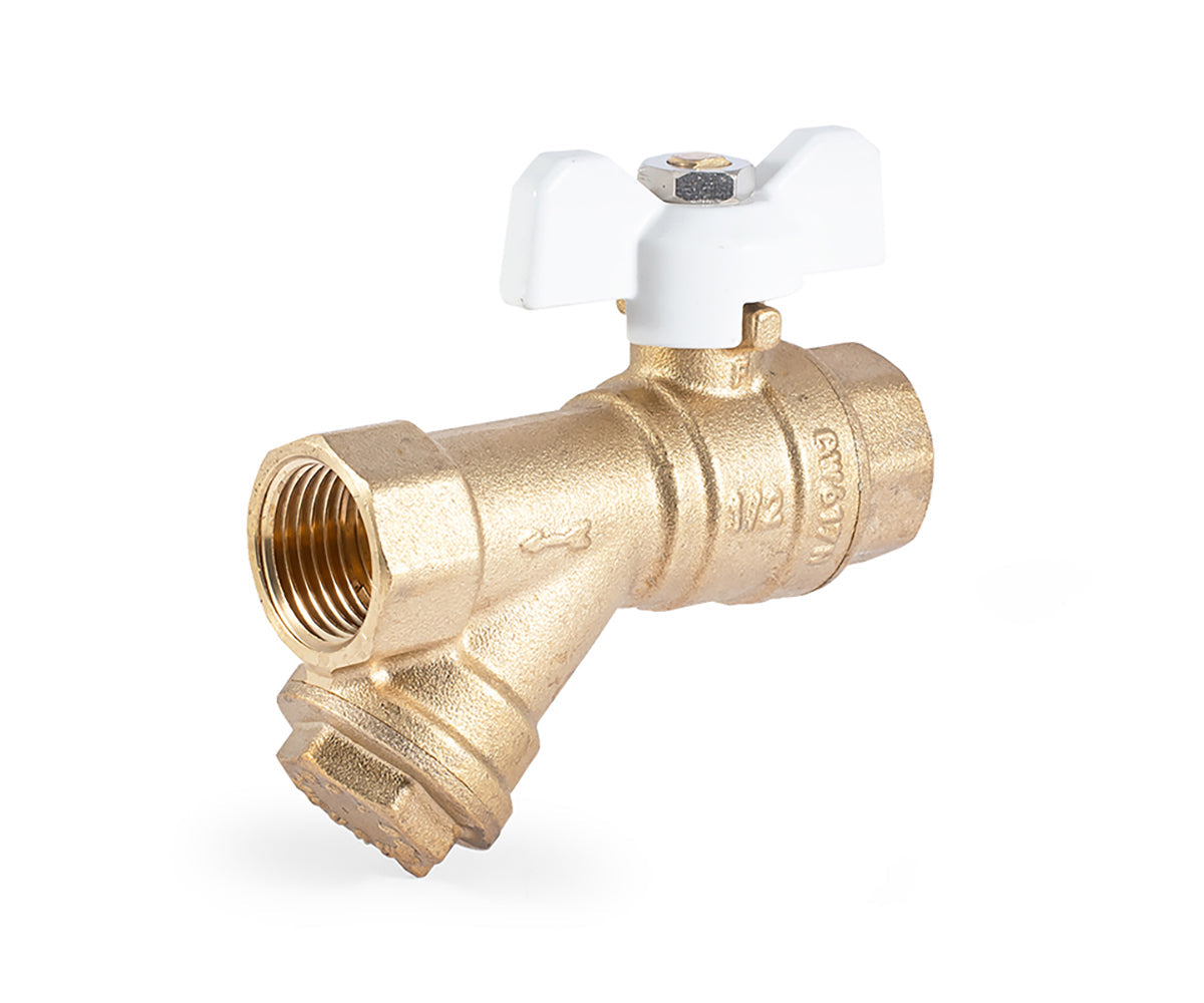 Ball valve with filter, butterfly handle — view 4