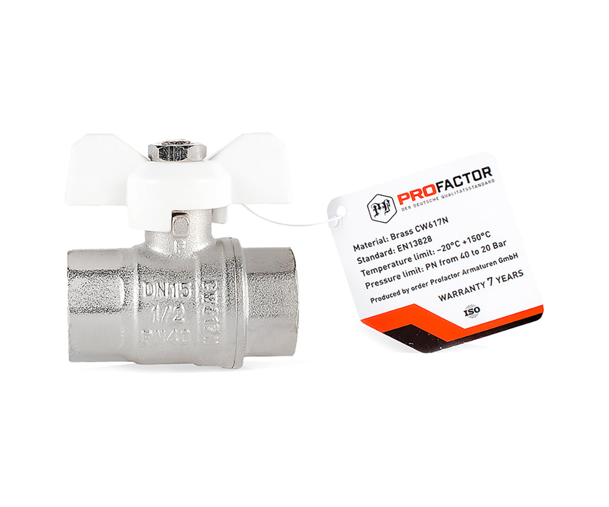Ball valve «STANDARD», F/F, butterfly handle — DN 15 / ½", view 3