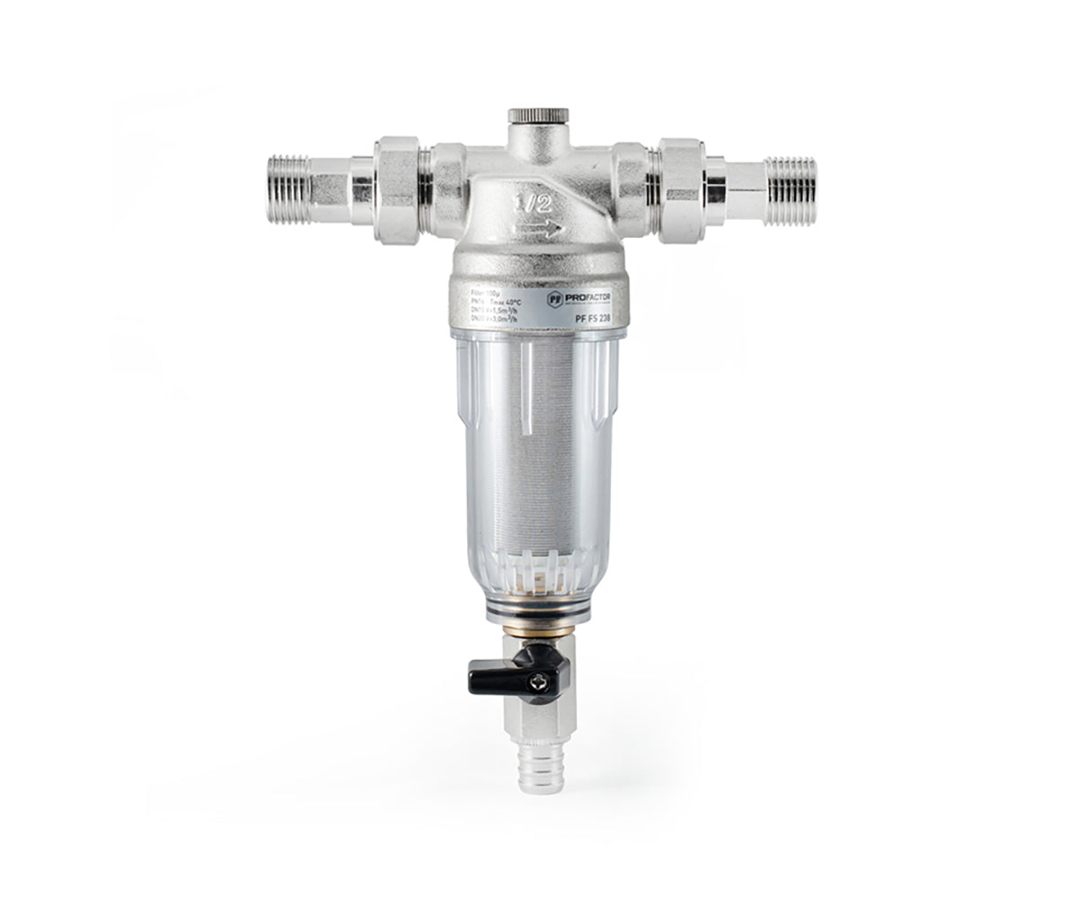 Backwash filter with transparent bowl for cold water — view 2