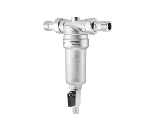 Backwash filter with brass bowl for hot water — view 1