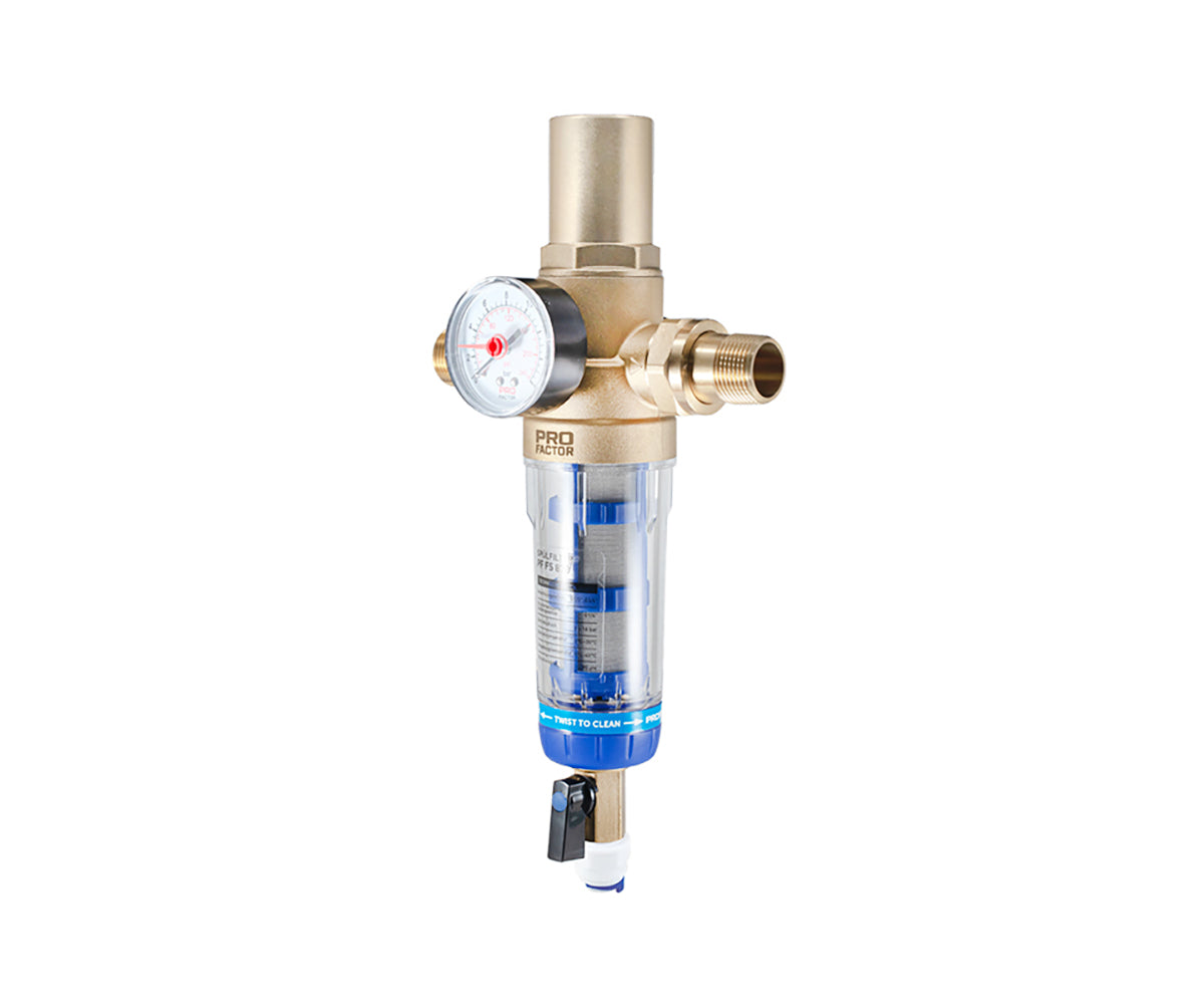TWIST TO CLEAN filter with water hammer protection and pressure gauge — view 1