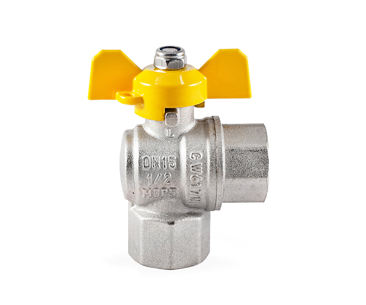 Angle Gas ball valve, F/F, butterfly handle — view 4