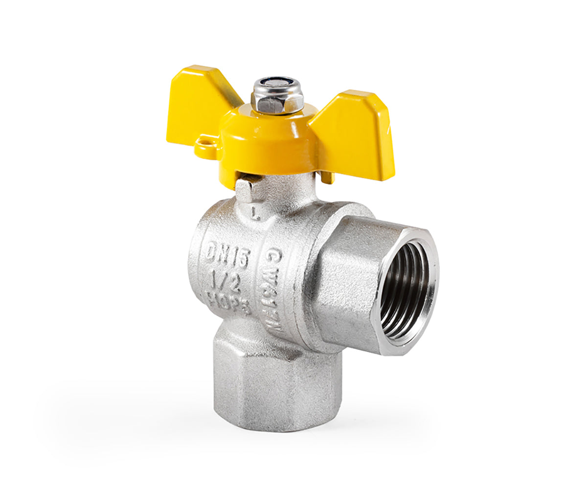 Angle Gas ball valve, F/F, butterfly handle — view 5