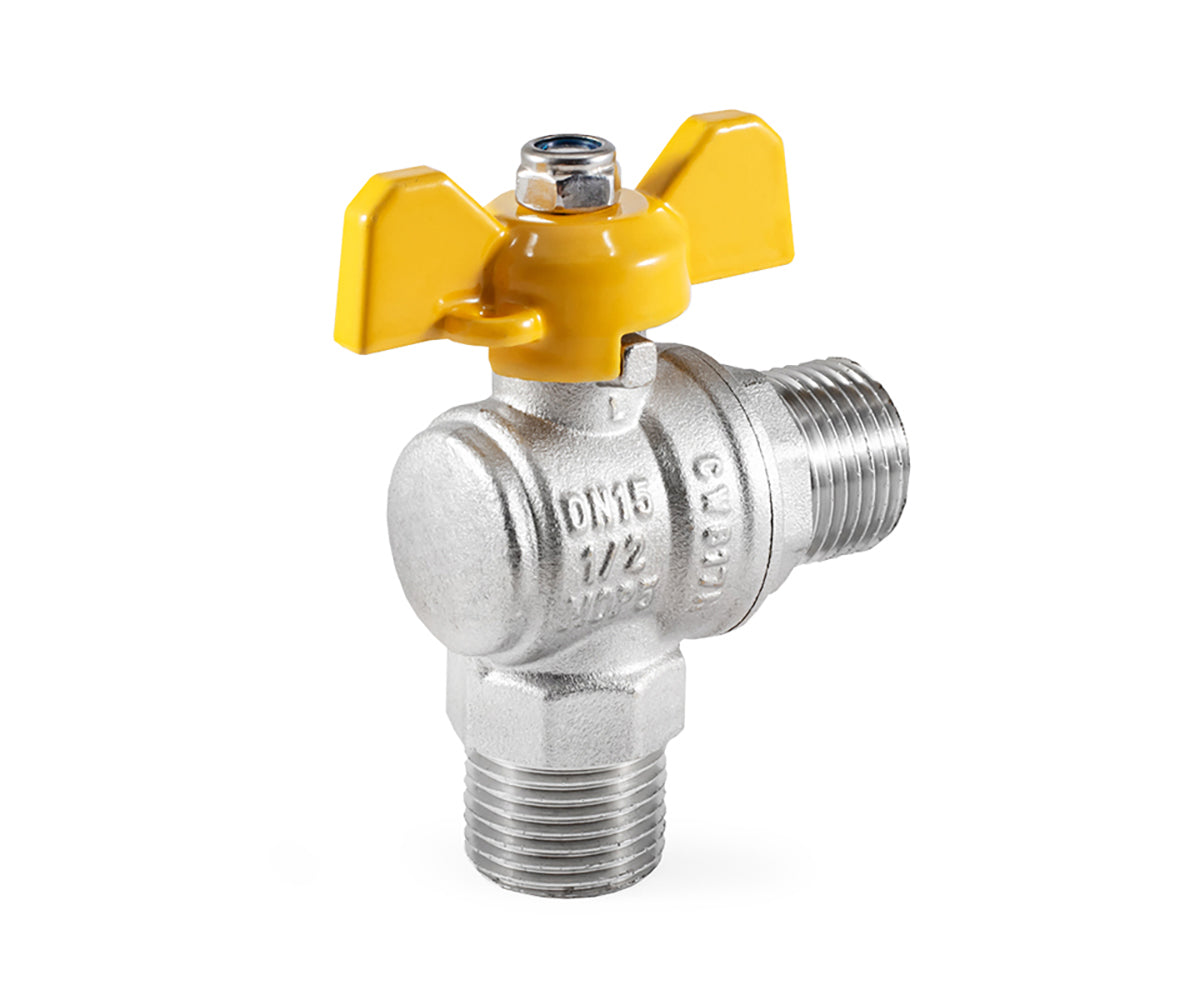 Angle Gas ball valve, M/M, butterfly handle — view 4