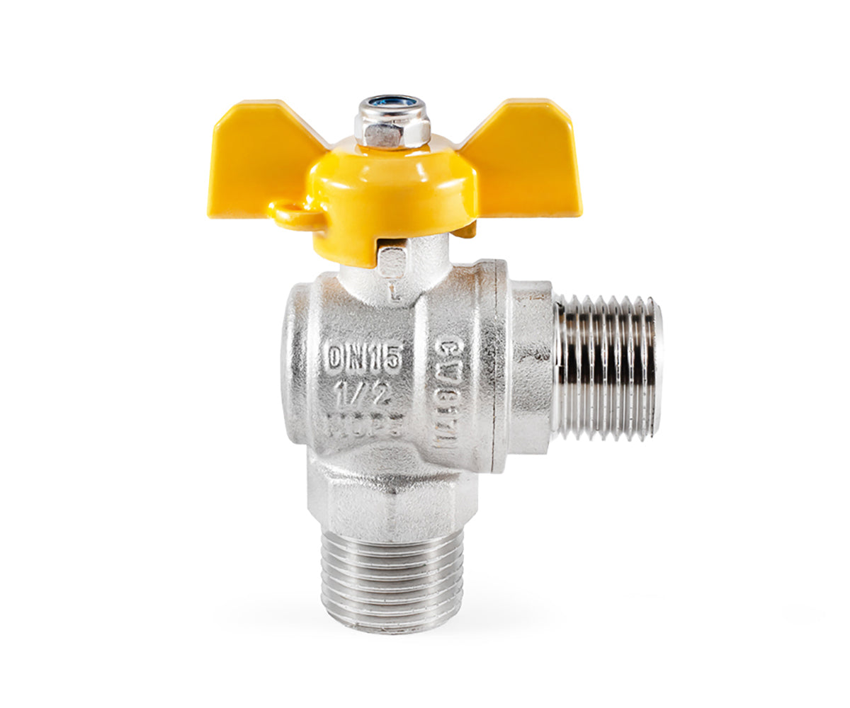Angle Gas ball valve, M/M, butterfly handle — view 5