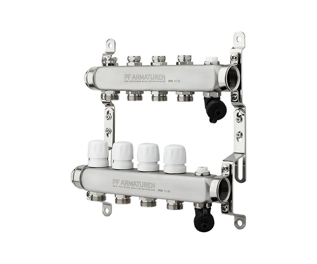 Manifold group with preset and thermostatic valves, drain valves and air vents — PF MB 808.4, ракурс 3