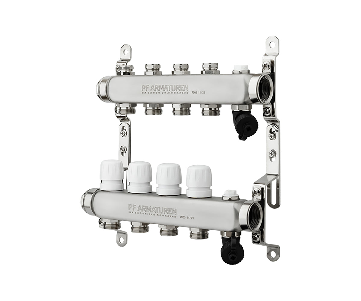 Manifold group with preset and thermostatic valves, drain valves and air vents — PF MB 808.4, ракурс 3
