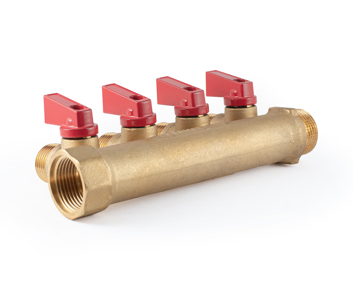 Manifold with ball valves, blue/red handles, F/M — PF MV 264.4, ракурс 5