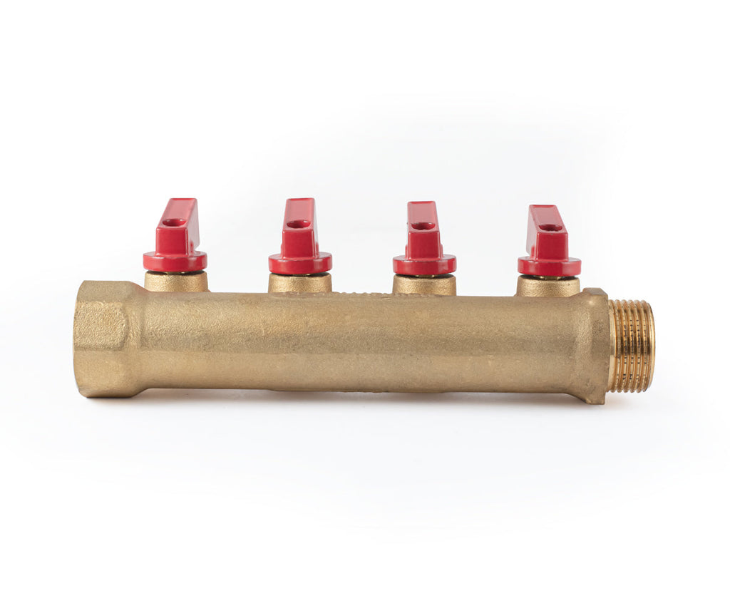 Manifold with ball valves, blue/red handles, F/M — PF MV 264.4, ракурс 6