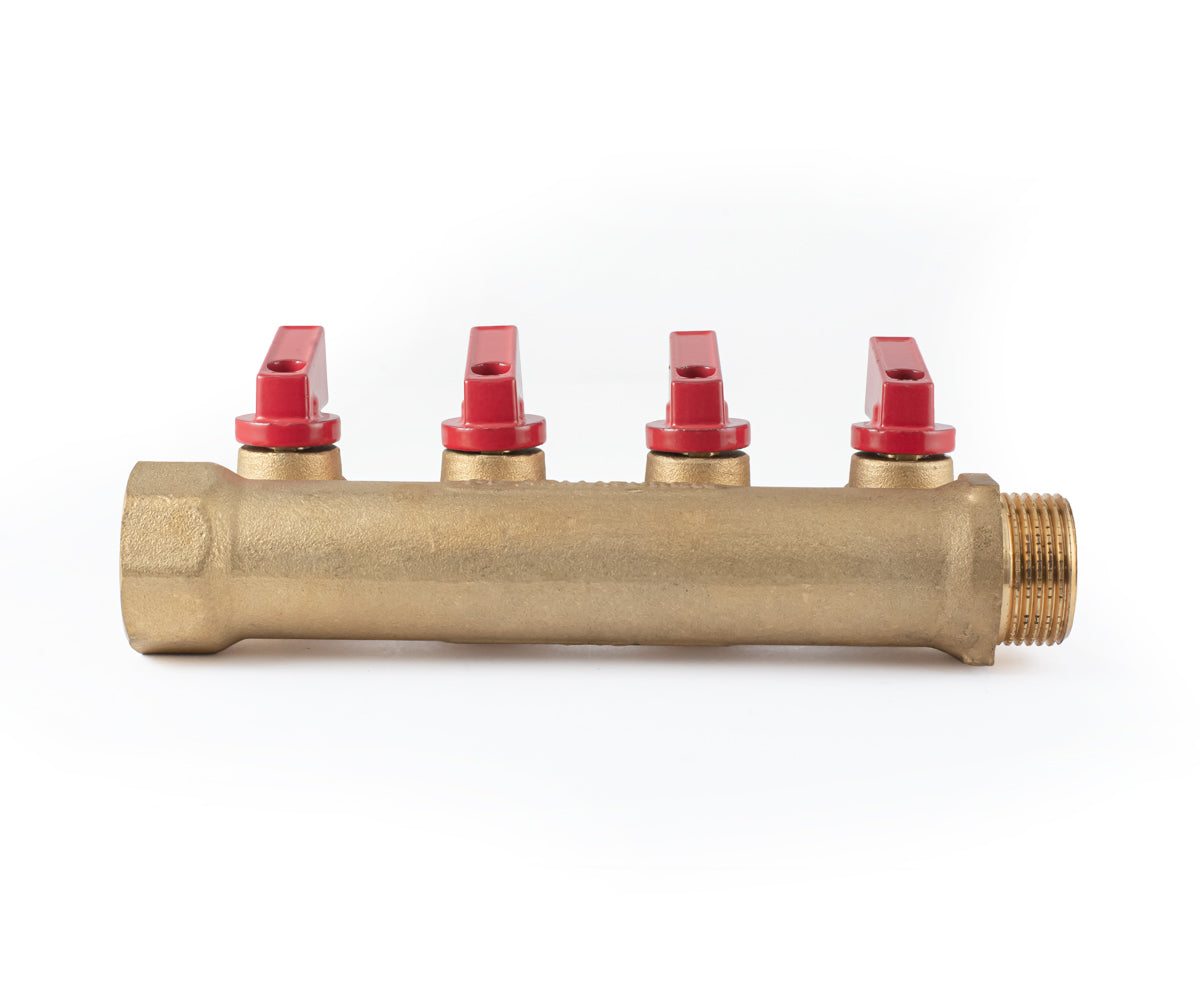 Manifold with ball valves, blue/red handles, F/M — PF MV 264.4, ракурс 6