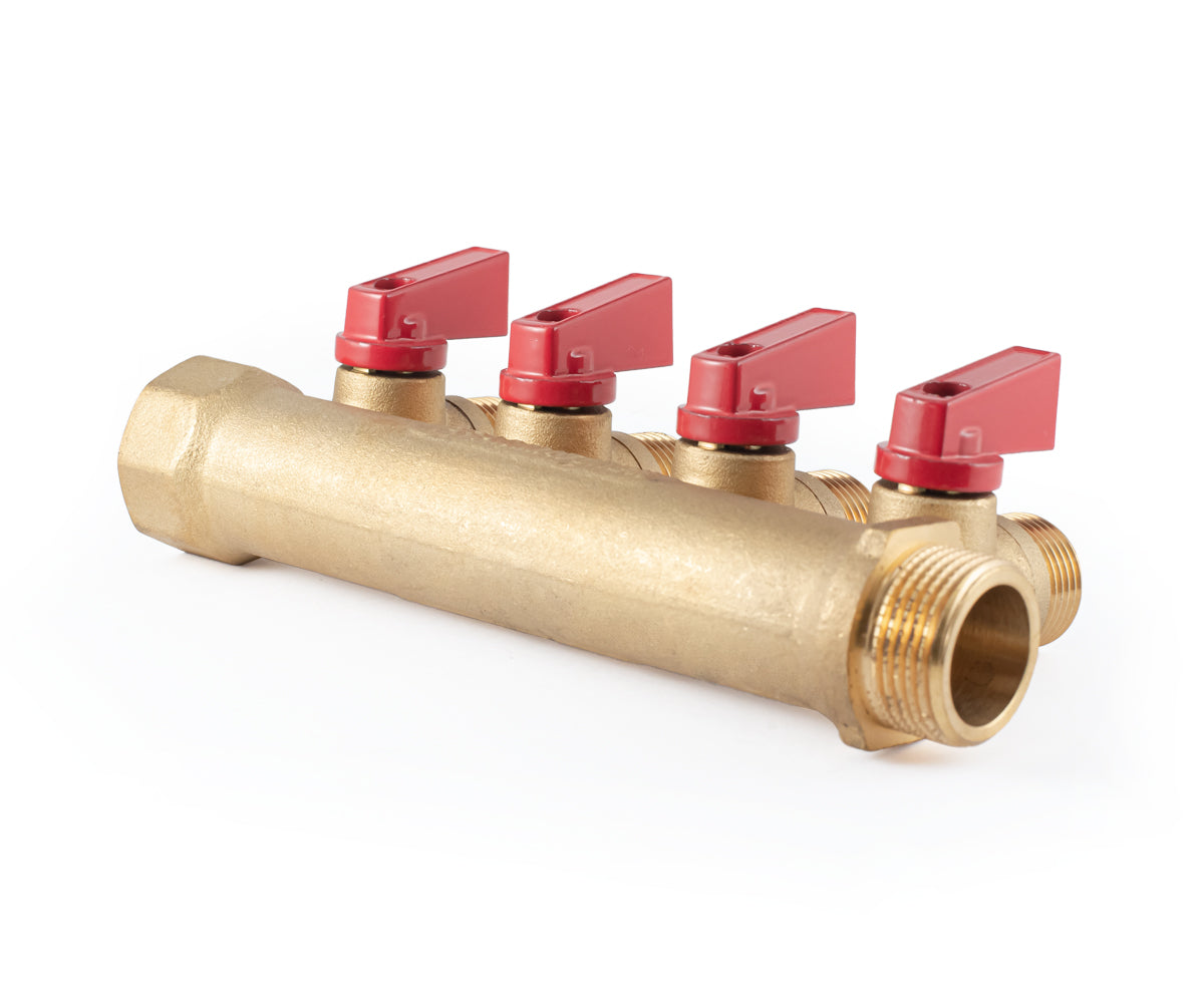 Manifold with ball valves, blue/red handles, F/M — PF MV 264.4, ракурс 7