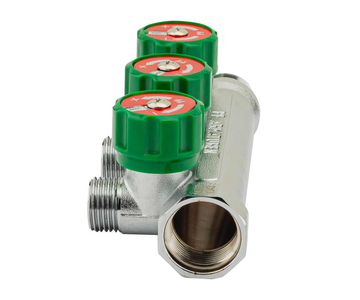 Chrome-plated manifold with regulating valves and outlets for flat gasket, F/M — PF MV 275.3, ракурс 4