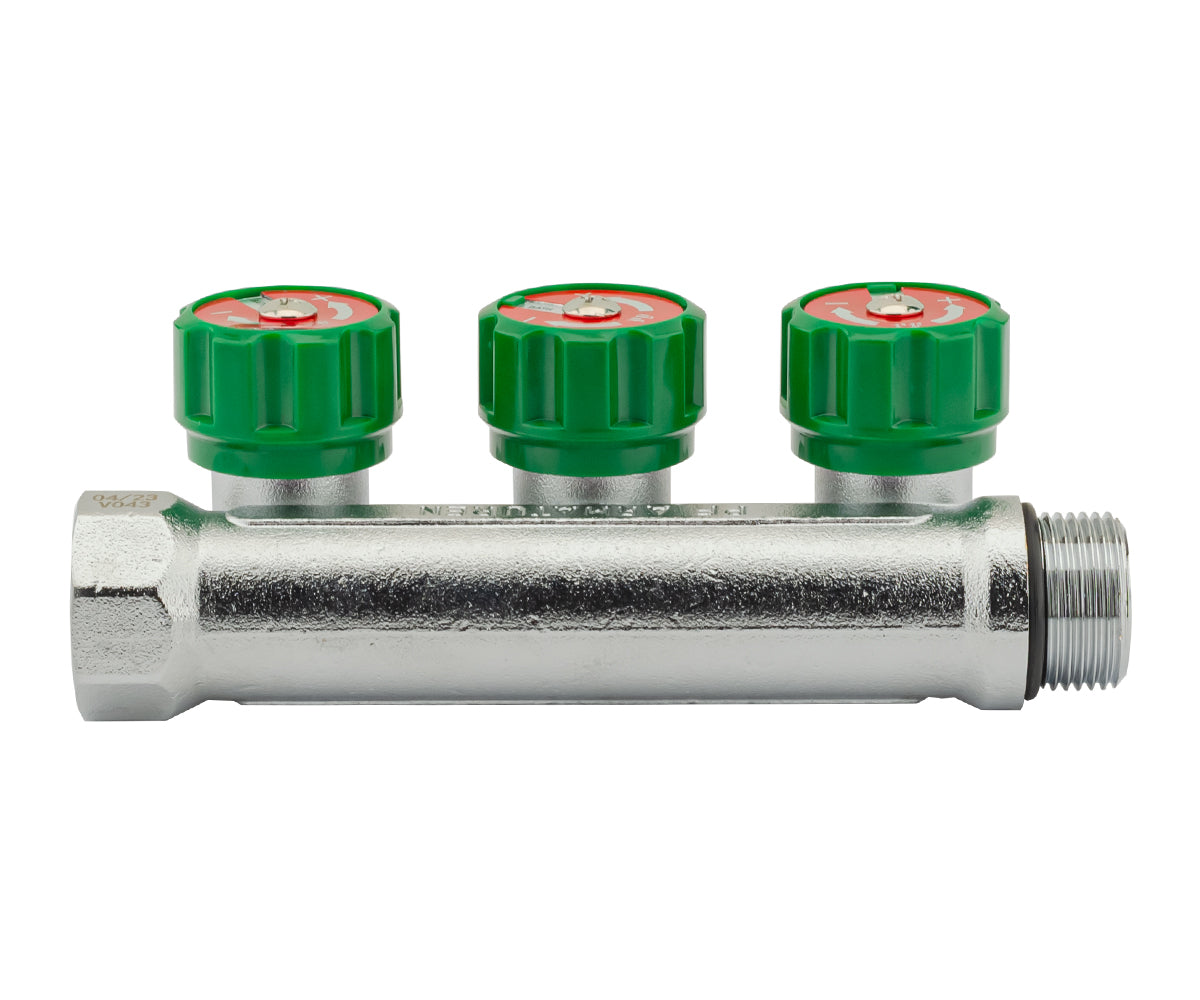 Chrome-plated manifold with regulating valves and outlets for flat gasket, F/M — PF MV 275.3, ракурс 6