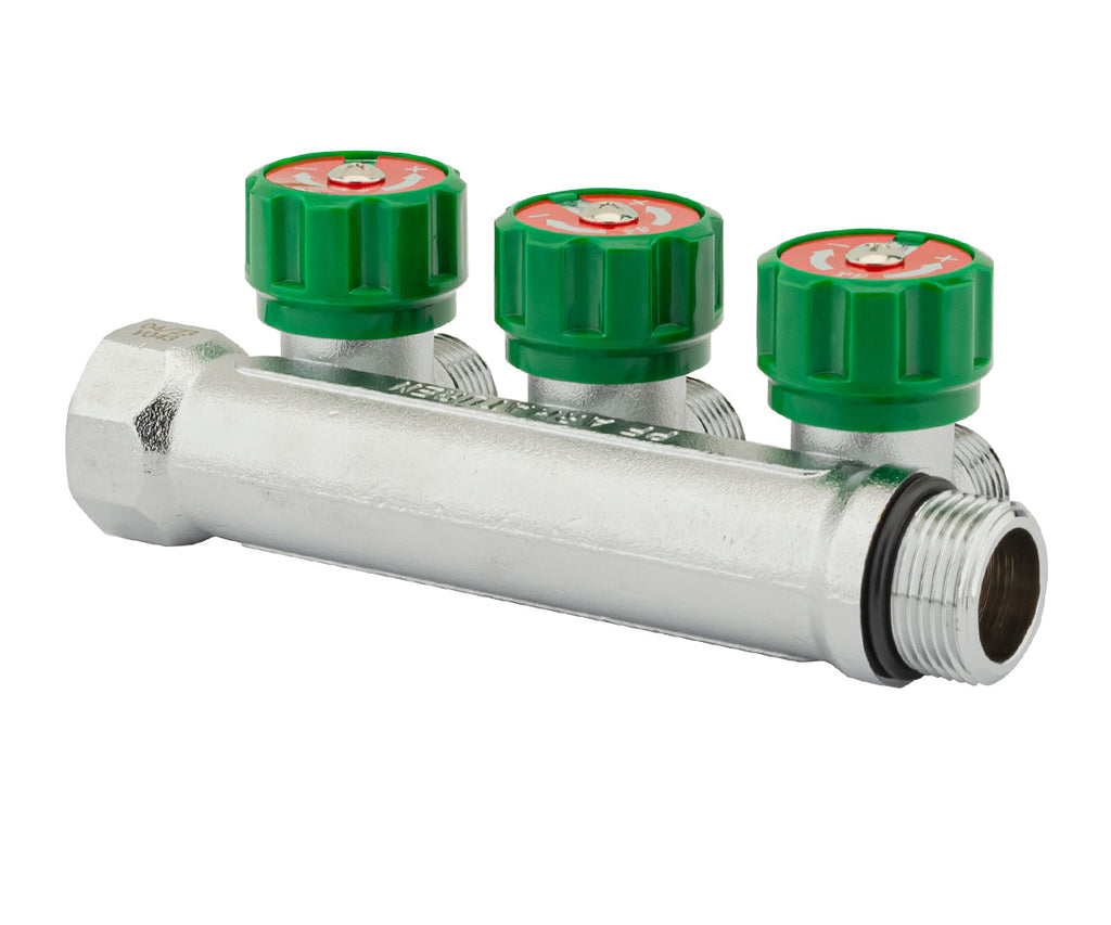Chrome-plated manifold with regulating valves and outlets for flat gasket, F/M — PF MV 275.3, ракурс 7