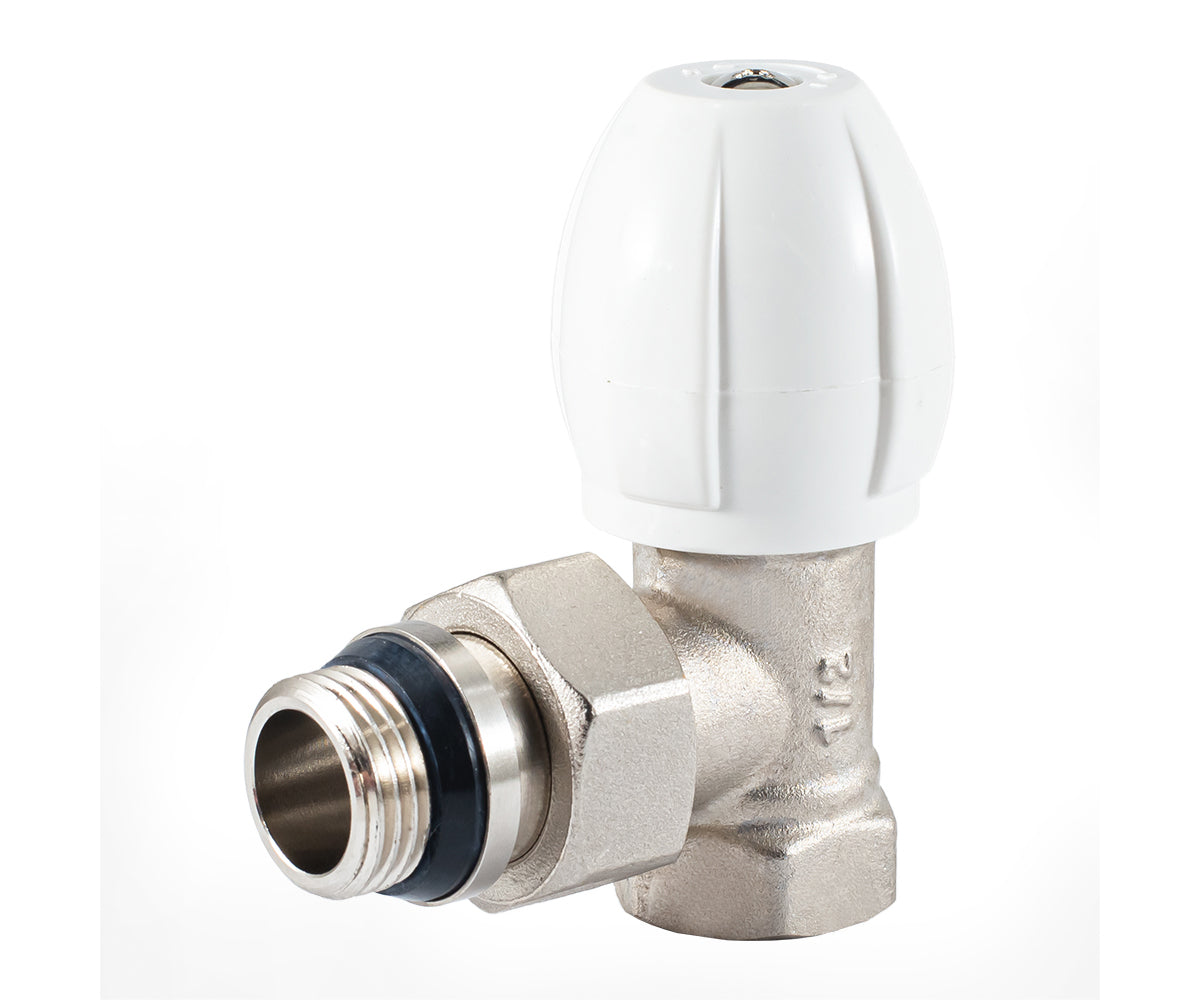 Radiator regulating valve, angle, cone-type shut-off, with union O-ring seal — view 1