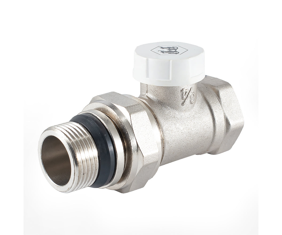 Radiator lockshield valve, straight, cone-type shut-off, with union O-ring seal — PF RVS 377UR, view 1
