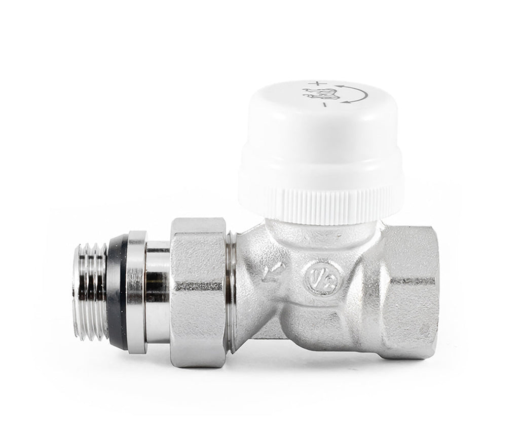 Straight thermostatic radiator valve with O-ring seal at tailpiece — view 2