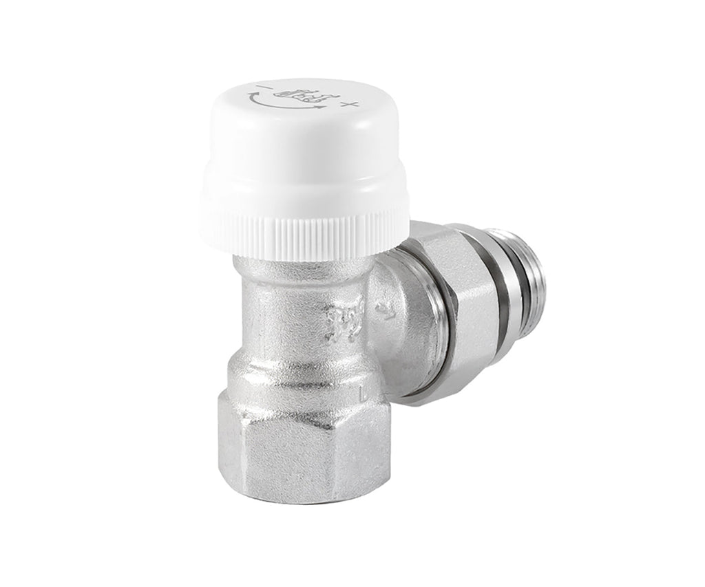 Angled thermostatic radiator valve with O-ring seal at tailpiece — view 4