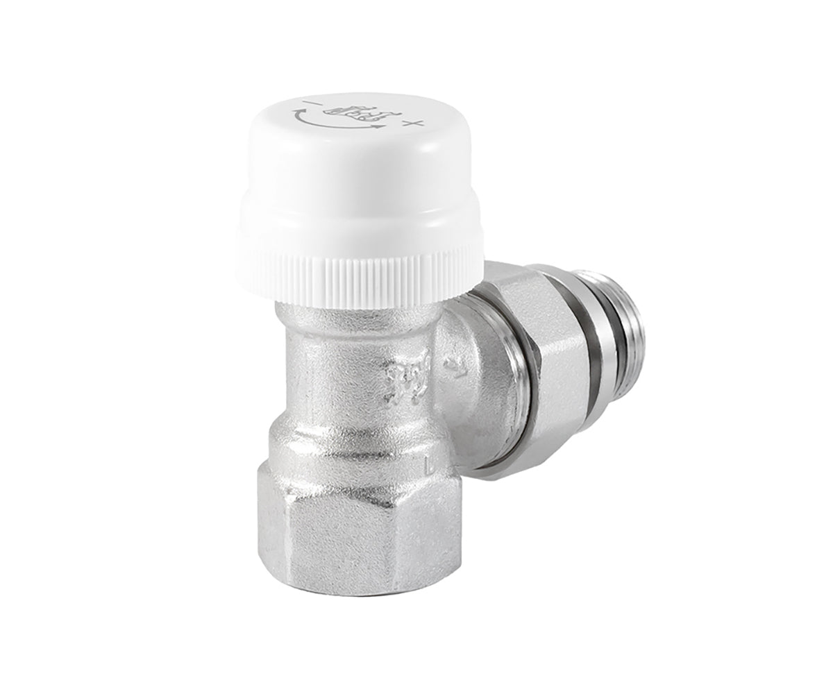 Angled thermostatic radiator valve with O-ring seal at tailpiece — view 4