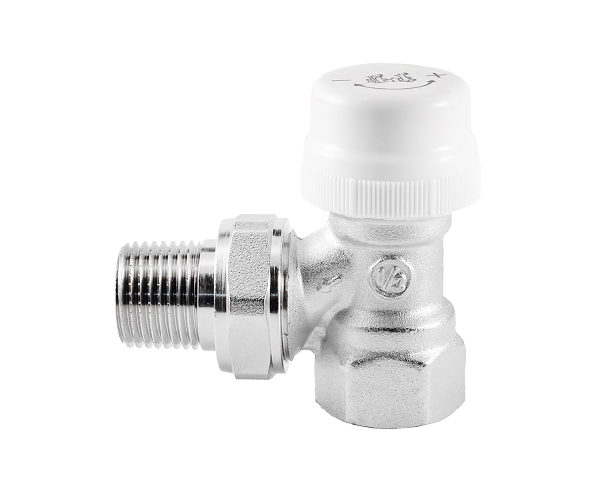 Angled thermostatic radiator valve — view 2