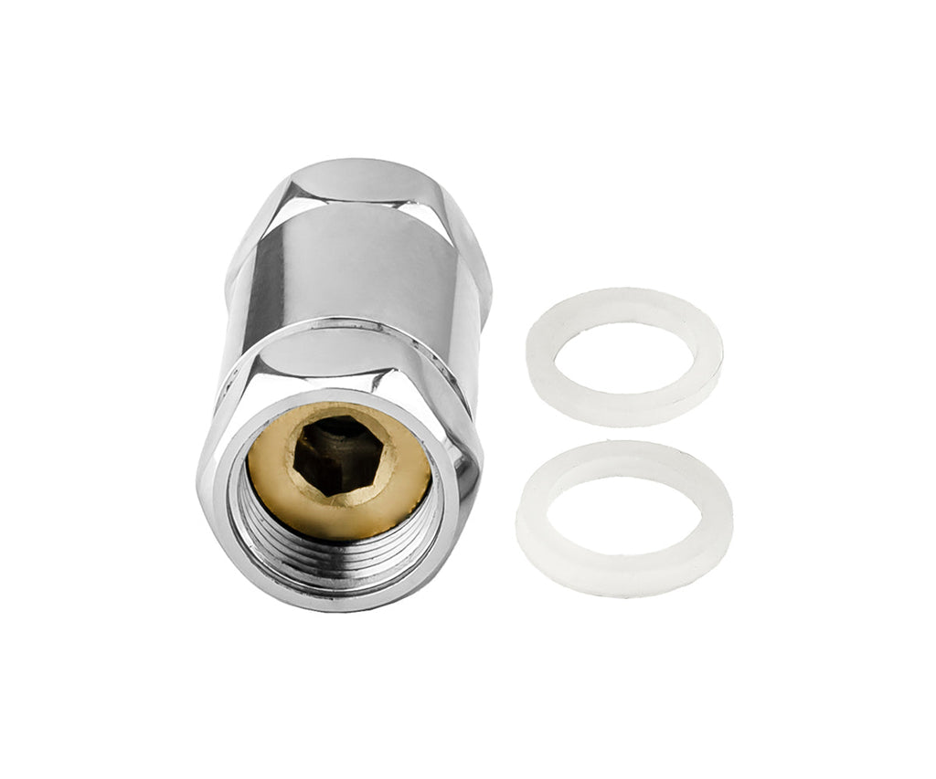Straight connector with two union nuts — view 2