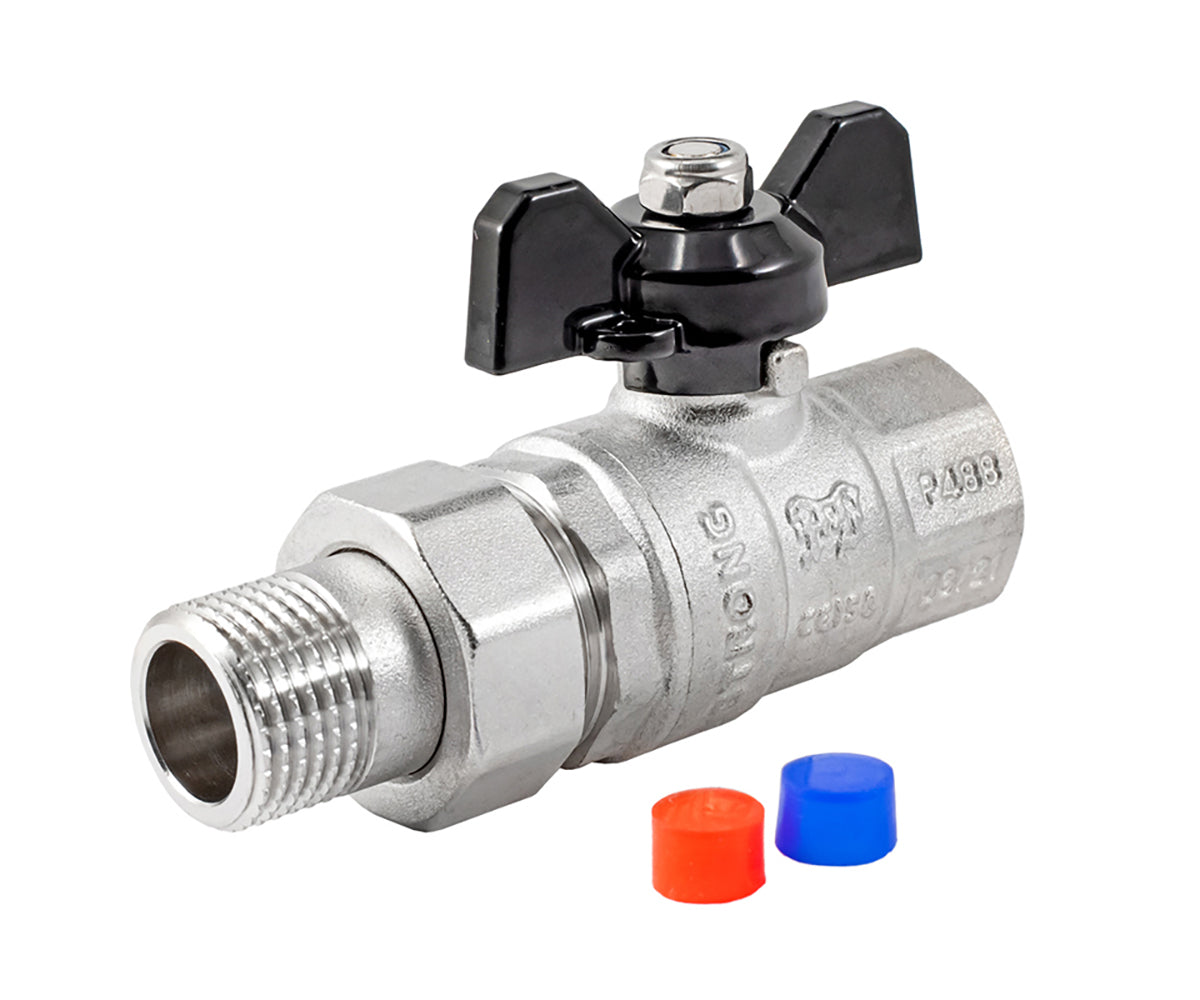 Ball valve «STRONG», with union, butterfly handle — DN 15 / ½", view 1