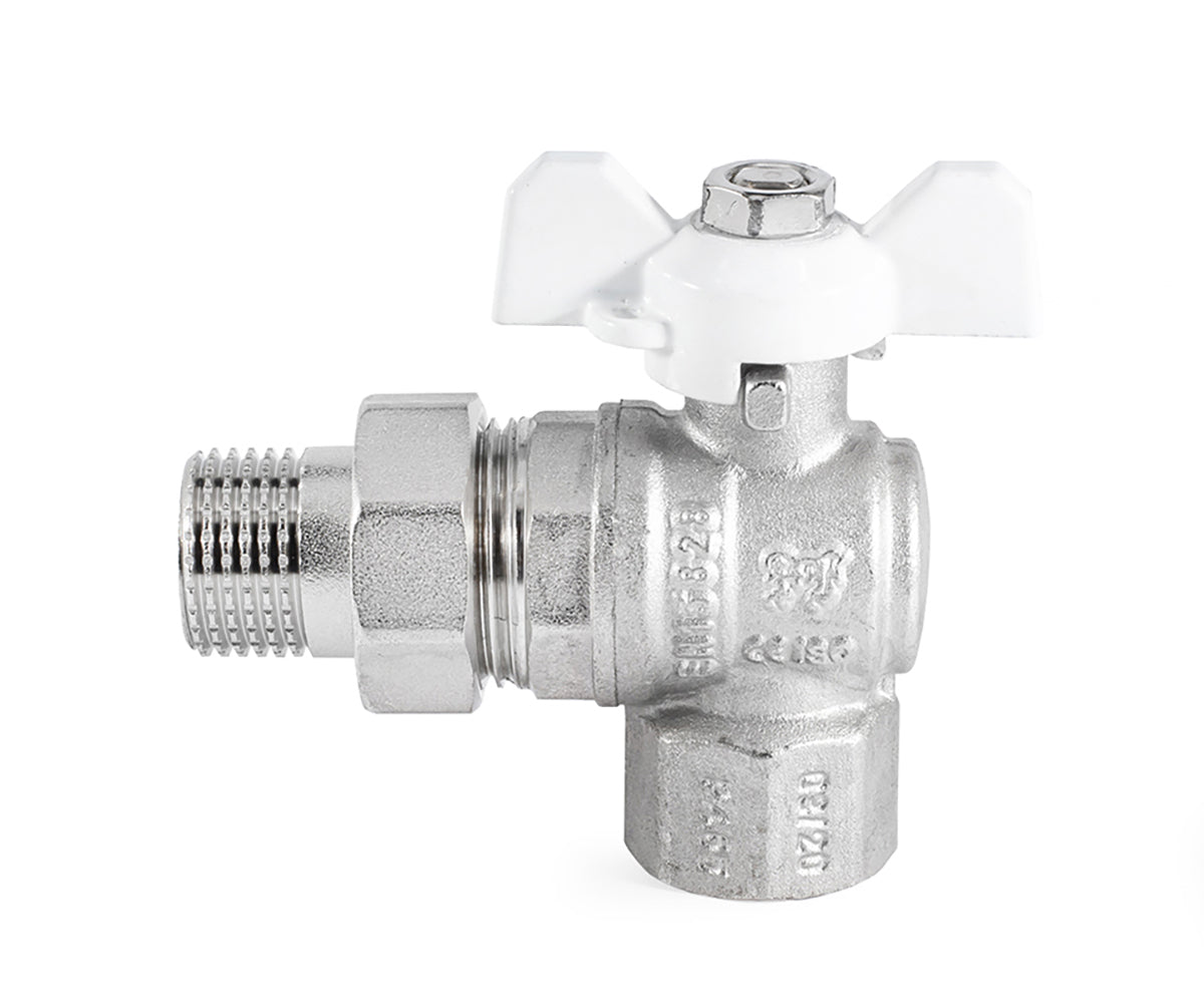 Angle ball valve «STANDARD» with union, butterfly handle — DN 15 / ½", view 2