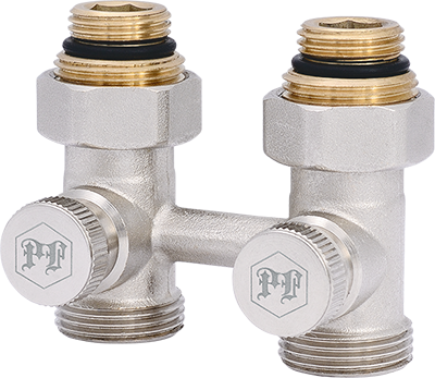 Straight radiator connection unit with seat valve