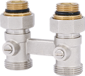 Straight radiator connection unit with ball valve