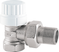 Angled thermostatic radiator valve with presetting