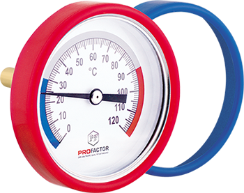Bimetal thermometer d 63 mm, axial connection