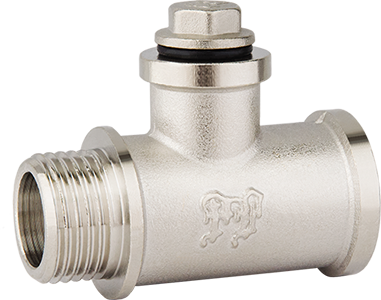 Tee for installation of ¼" pressure gauge / thermometer with cap F/F/M
