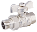 Ball valve «STANDARD» with union, butterfly handle, chrome-plated, for towel warmers